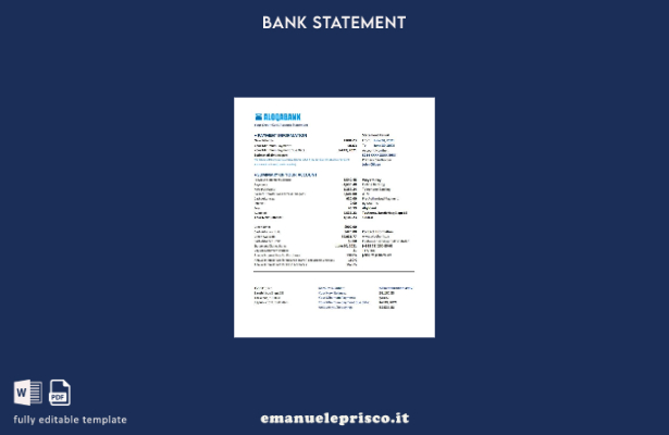 modello Excel di estratto conto bancario Aloqabank dell'Uzbekistan in stile veri
